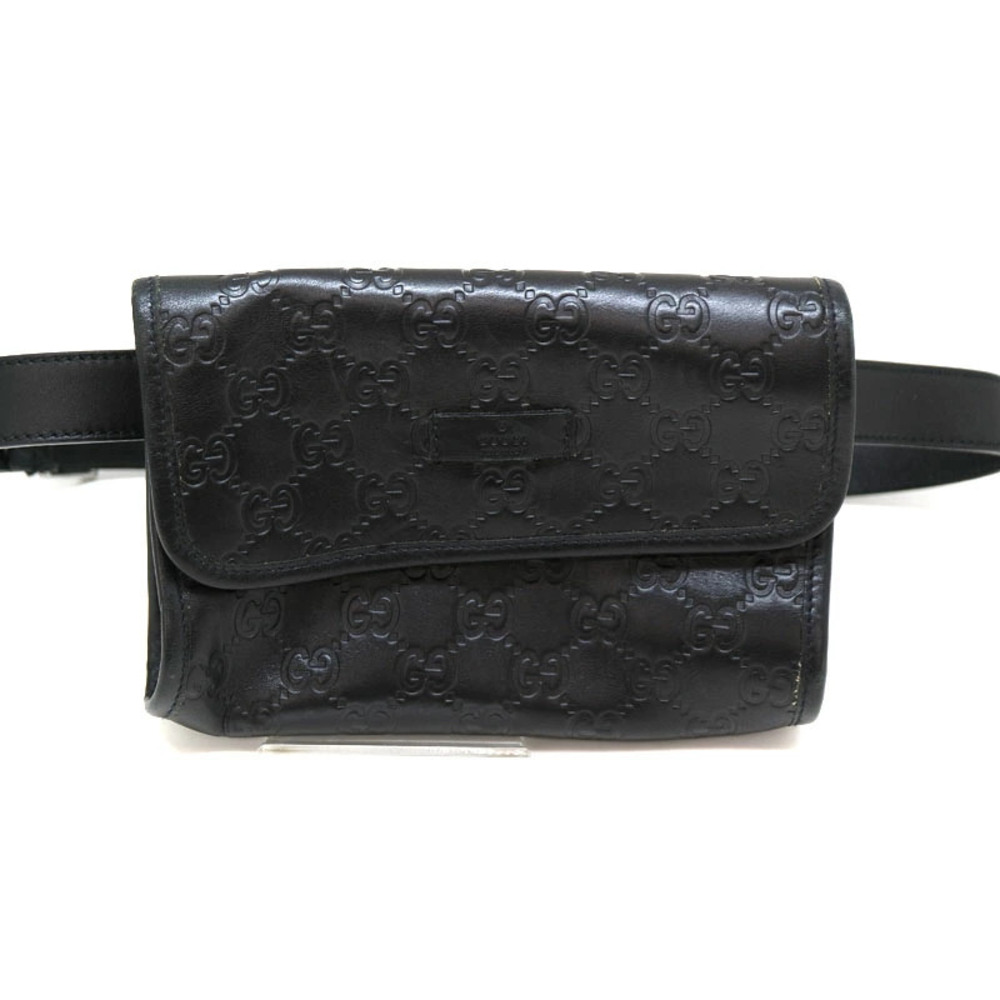 Gucci Belt Body Clutch Waist Black Leather Crossbody Bag Bum